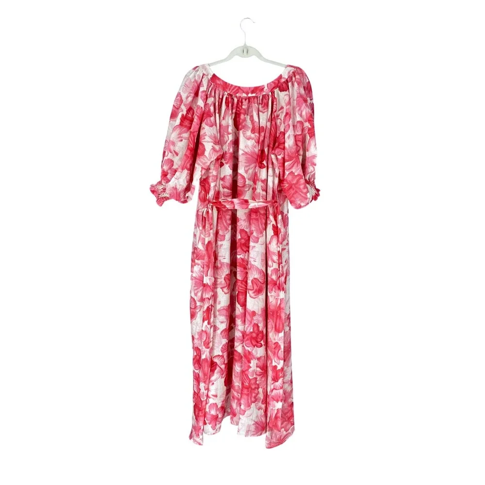 La Boheme Girls Camila Maxi Dress Aloha Pink Floral Button Front One Size NWT - Picture 4 of 16
